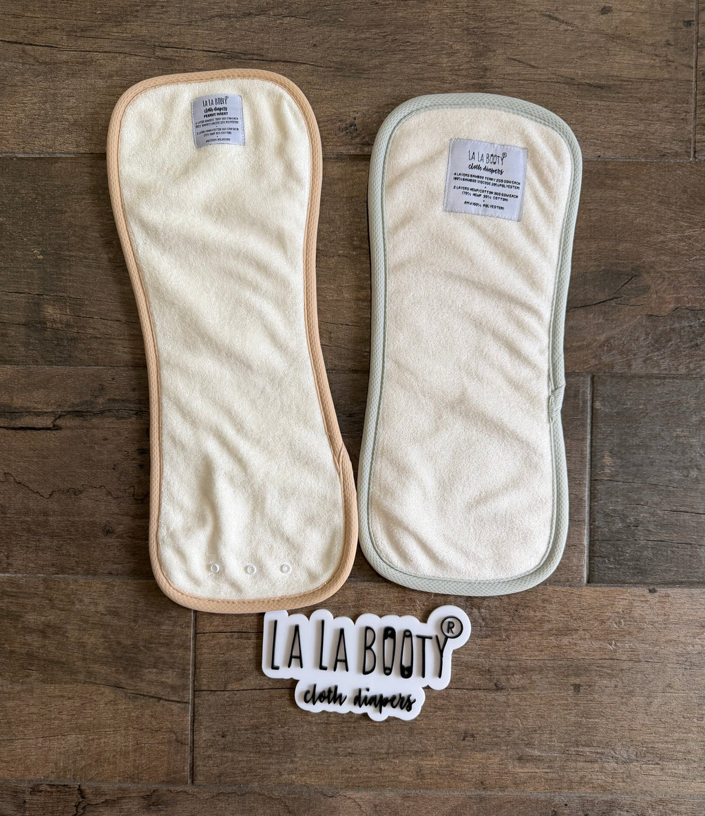 Peanut Inserts - 6 Layers Bamboo Terry & Hemp Cotton