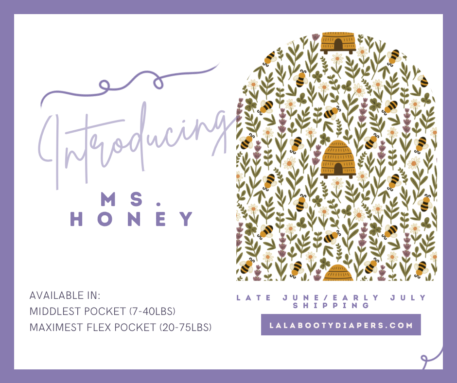 Ms. Honey Print Pocket Diaper Middlest and Maximest Flex Sizing