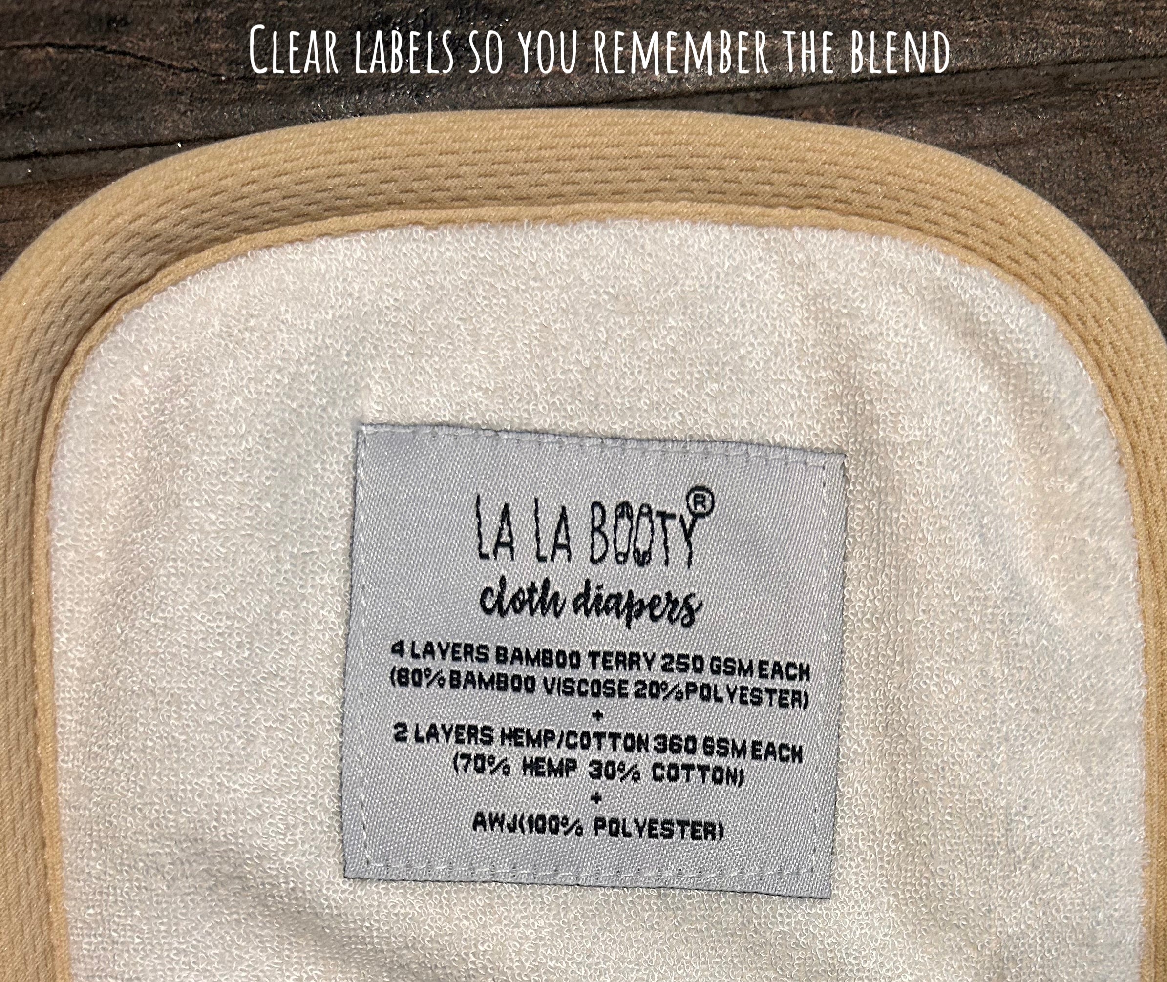 Peanut Inserts - 6 Layers Bamboo Terry & Hemp Cotton