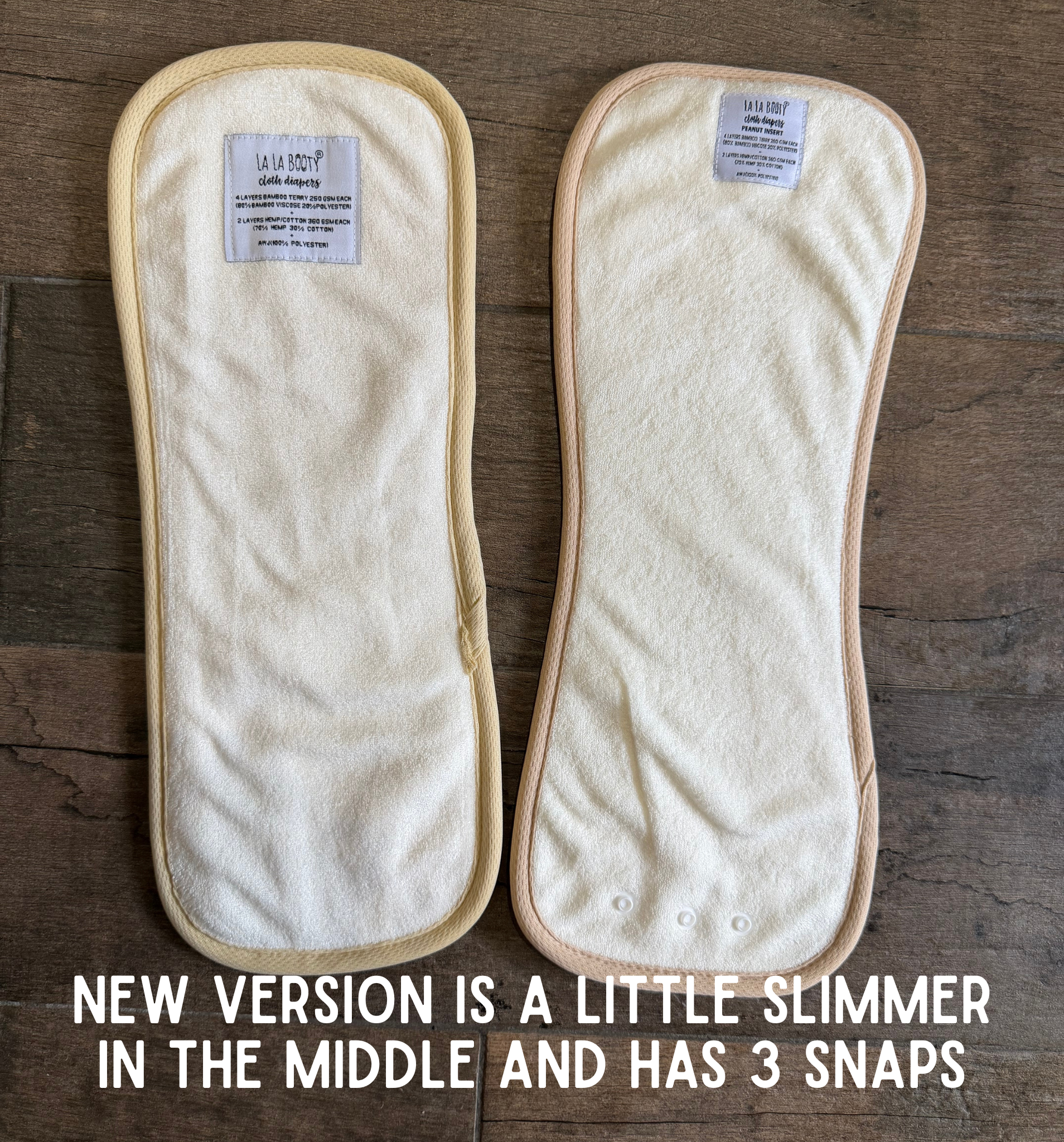 Peanut Inserts - 6 Layers Bamboo Terry & Hemp Cotton