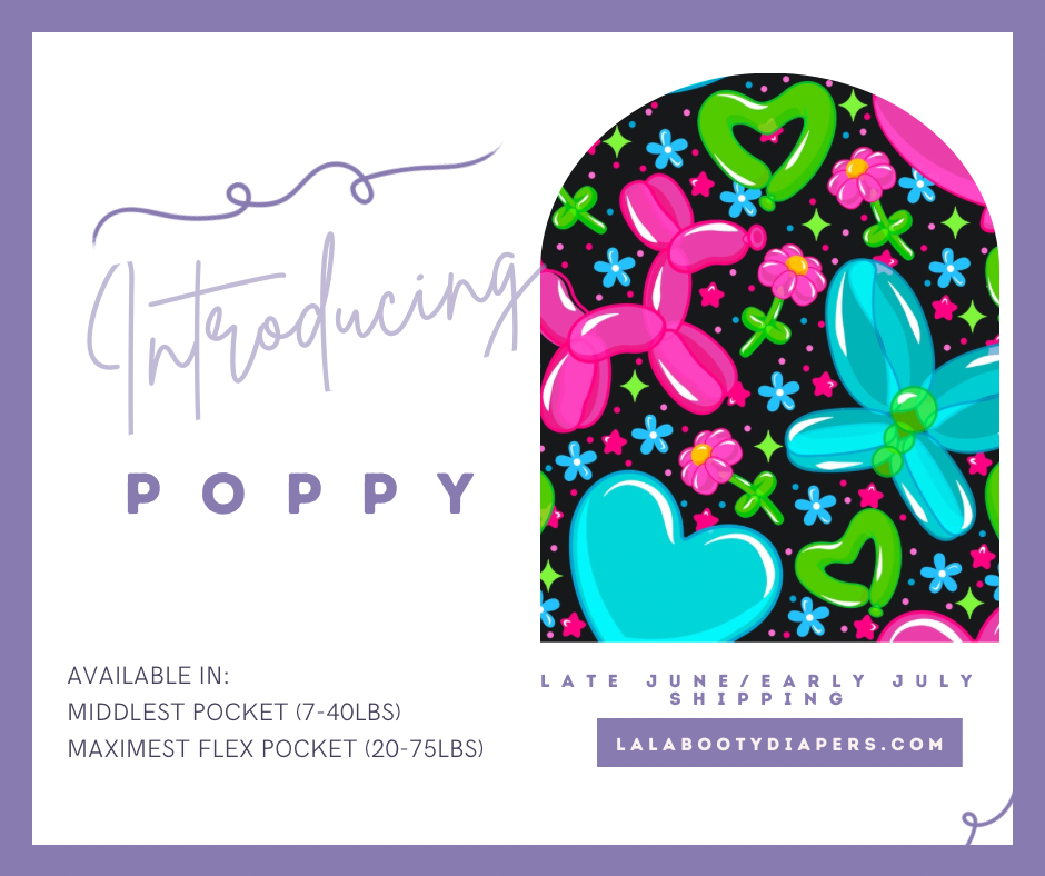 Poppy Print Pocket Diaper Middlest and Maximest Flex Sizing