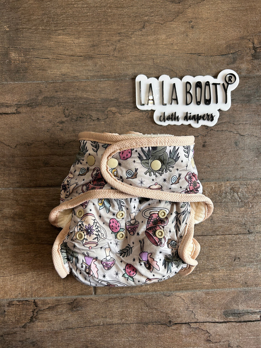 Fairy Tea Time Print Fluffluxe Middlest Fitted Diaper (9-40lbs)