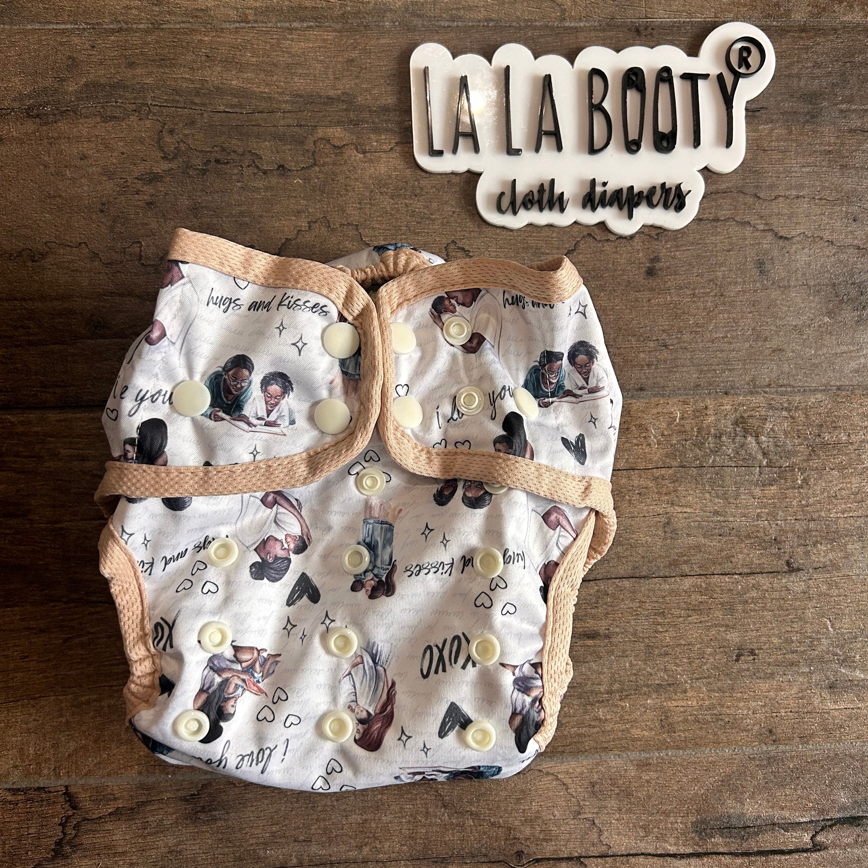 Mama's Love Print Cover Diaper Middlest and Maximest Flex Sizing