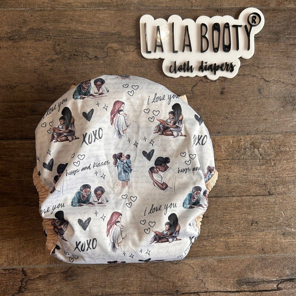 Mama's Love Print Cover Diaper Middlest and Maximest Flex Sizing