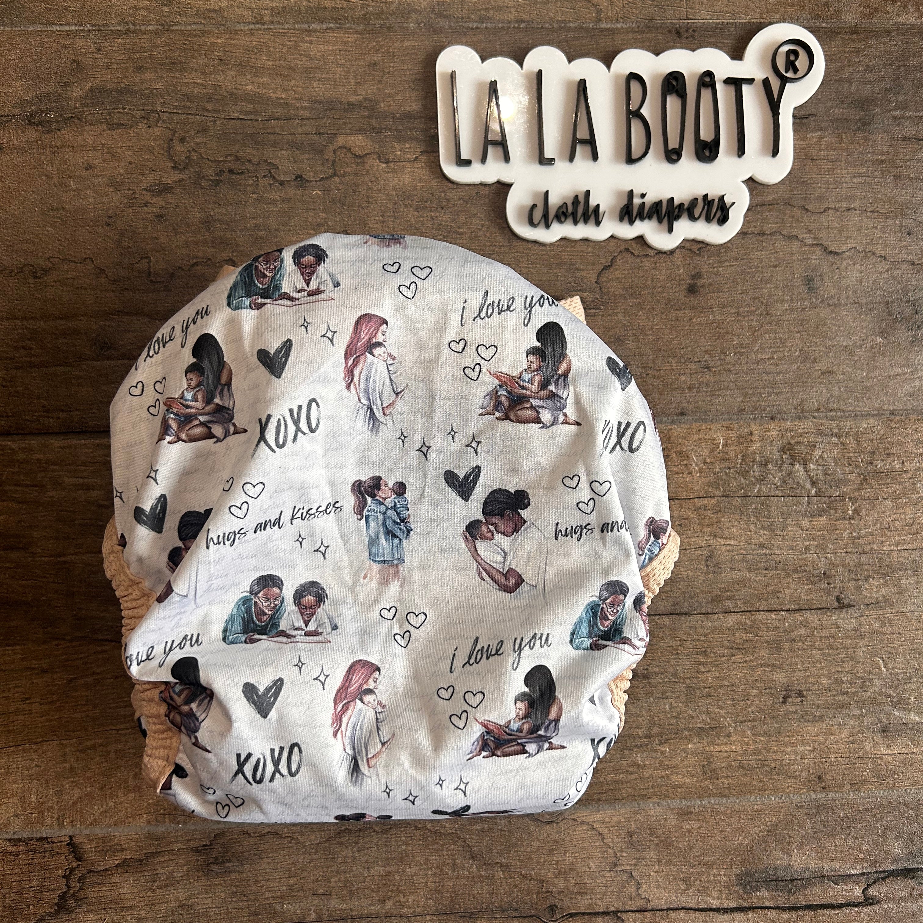 Mama's Love Print Cover Diaper Middlest and Maximest Flex Sizing