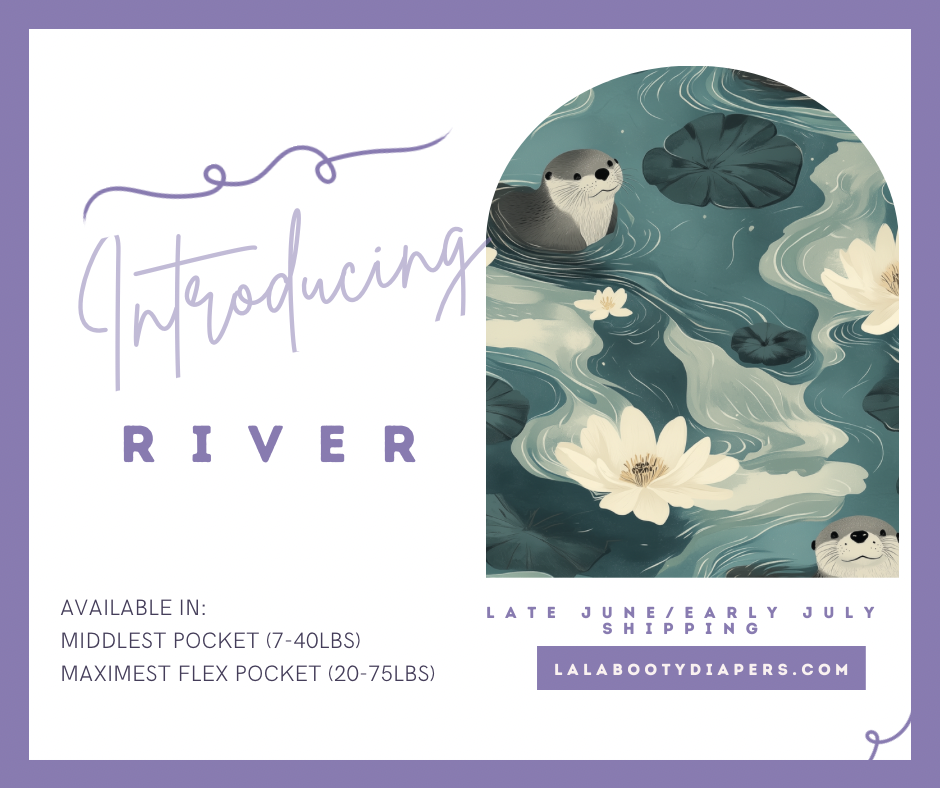 River Print Pocket Diaper Middlest and Maximest Flex Sizing