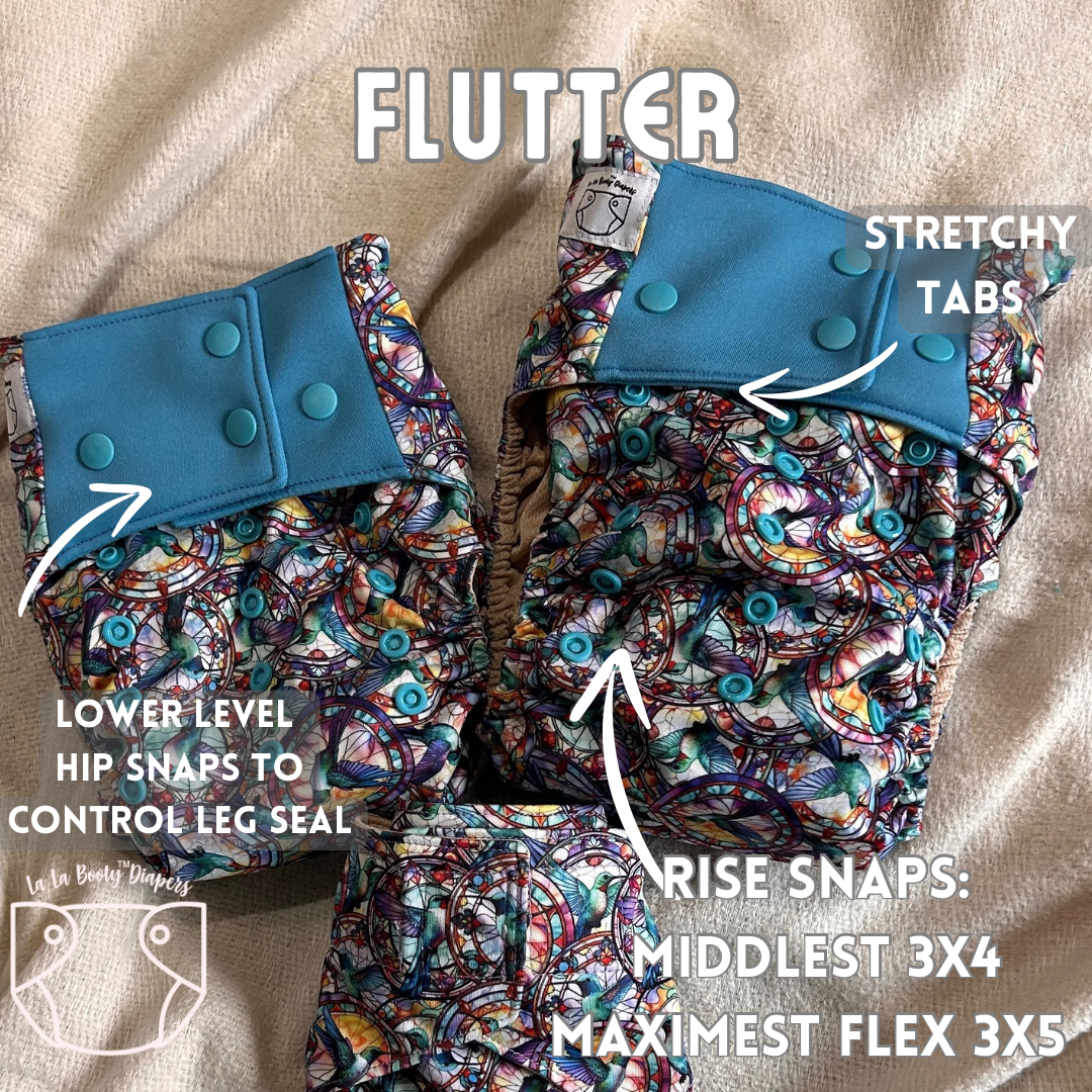 Flutter Print Pocket Diaper Middlest and Maximest Flex Sizing