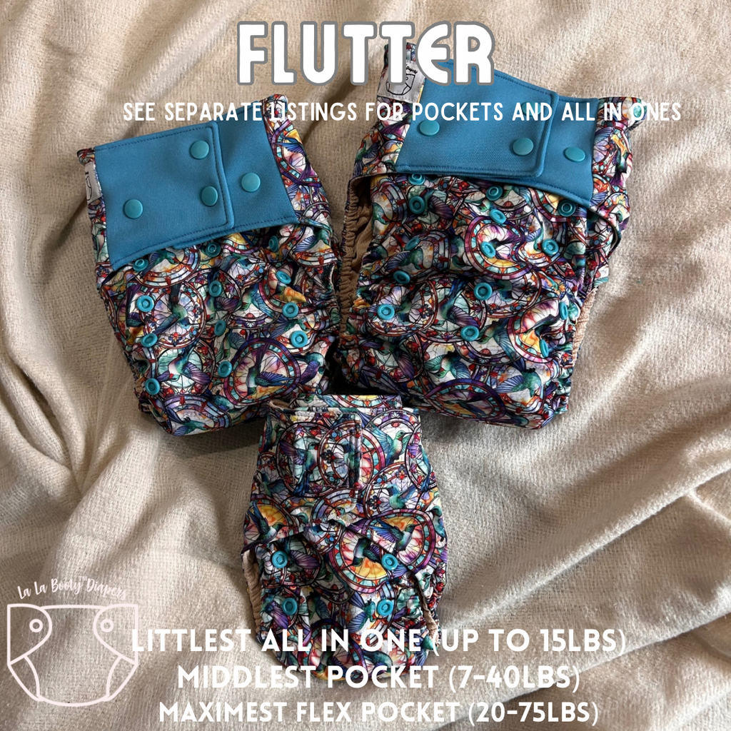 Flutter Print Pocket Diaper Middlest and Maximest Flex Sizing