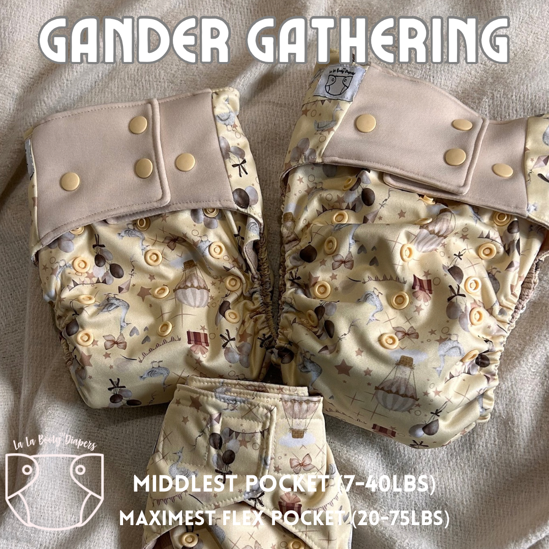 Gander Print Pocket Diaper Middlest and Maximest Flex Sizing