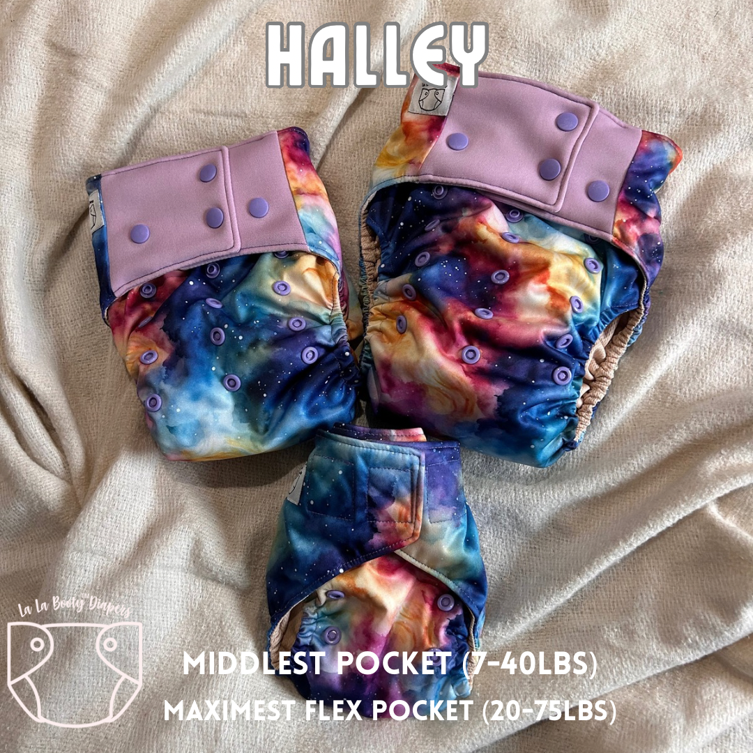 Halley Print Pocket Diaper Middlest and Maximest Flex Sizing