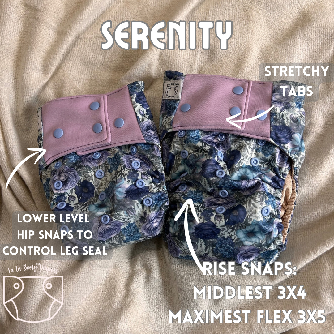 Serenity Print Pocket Diaper Middlest and Maximest Flex Sizing