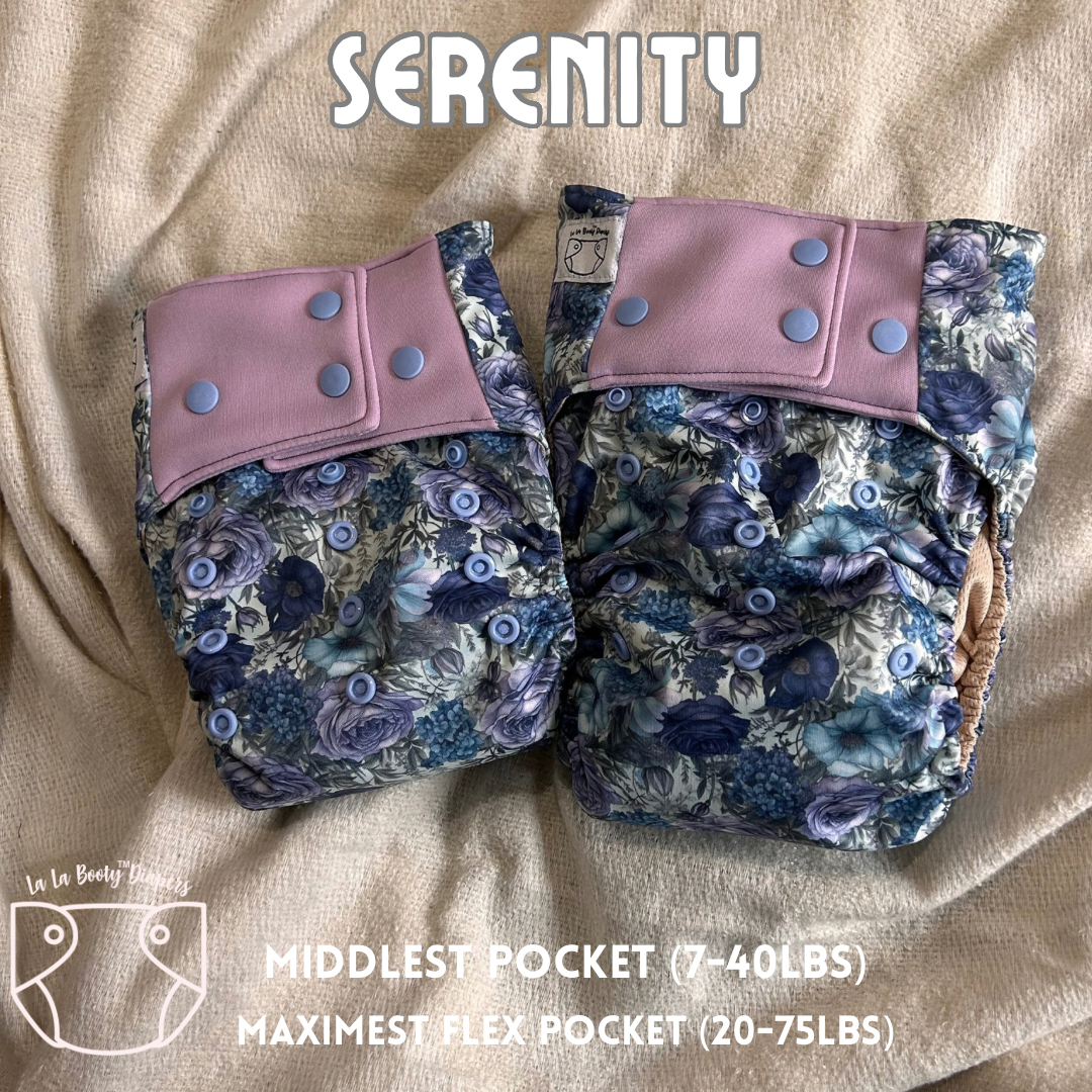 Serenity Print Pocket Diaper Middlest and Maximest Flex Sizing