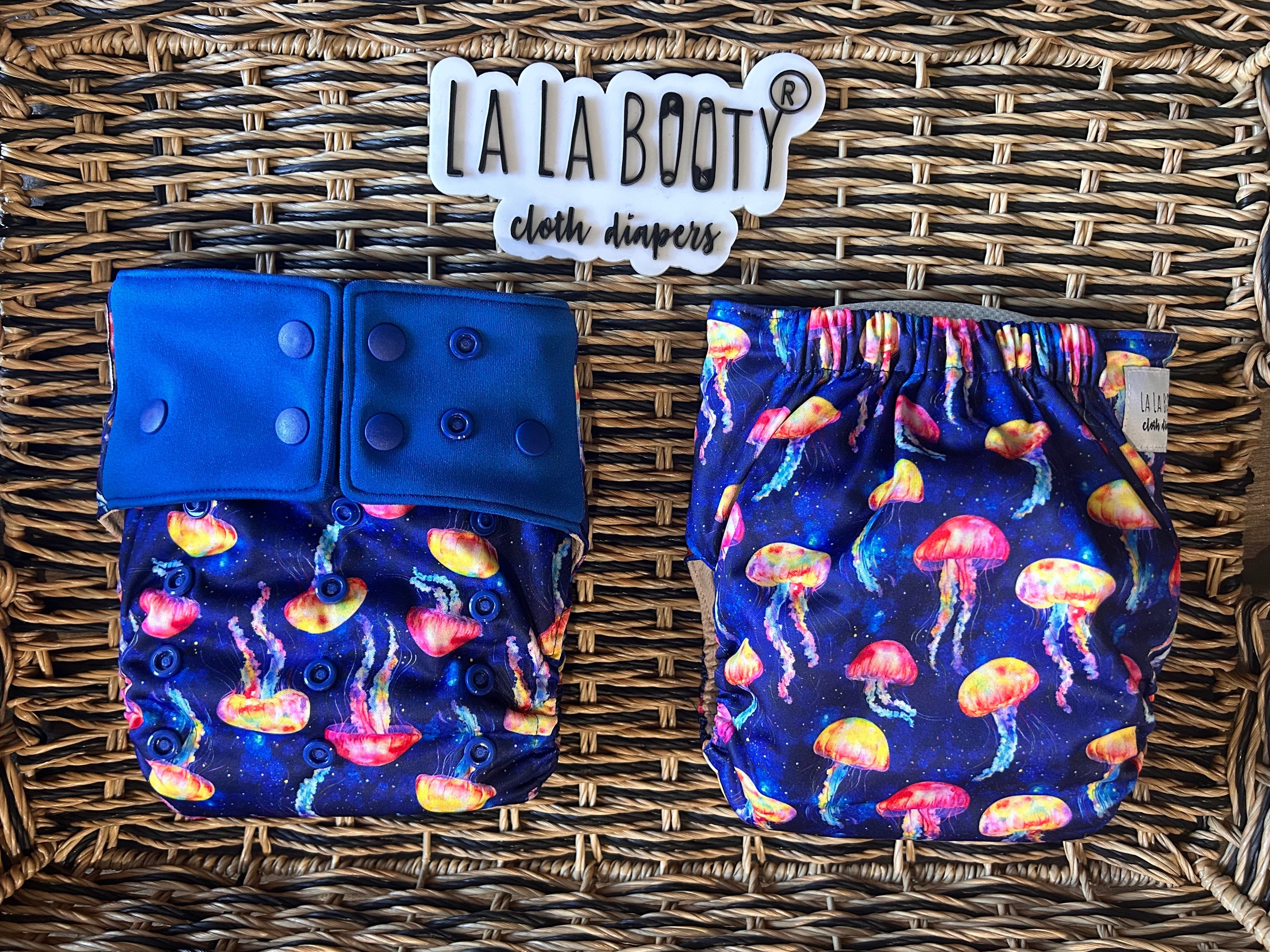 Squishy Print Pocket Diaper Middlest and Maximest Flex Sizing