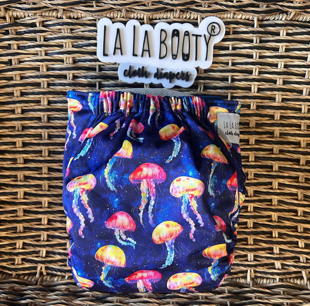 Squishy Print Pocket Diaper Middlest and Maximest Flex Sizing
